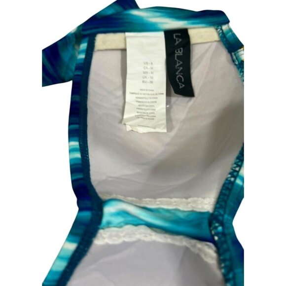 La Blanca Stripe Halter Bikini Top – Blue/White – Size Small – EUC - Picture 12 of 12